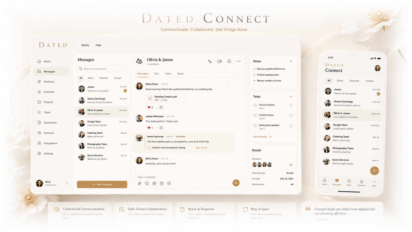 DATED Connect product interface