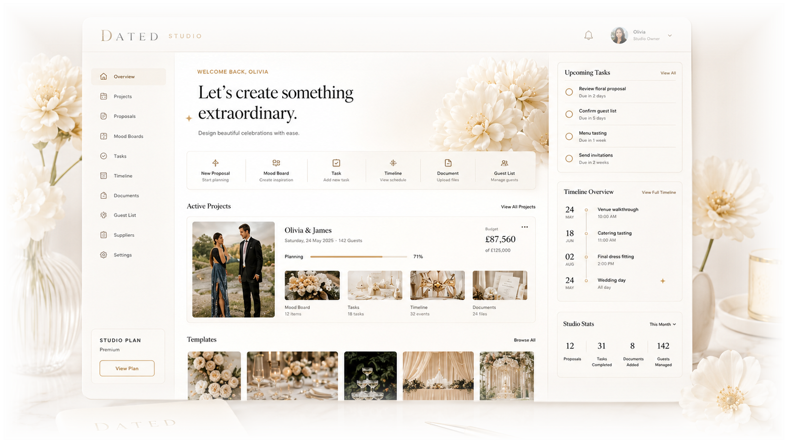 DATED Studio product interface